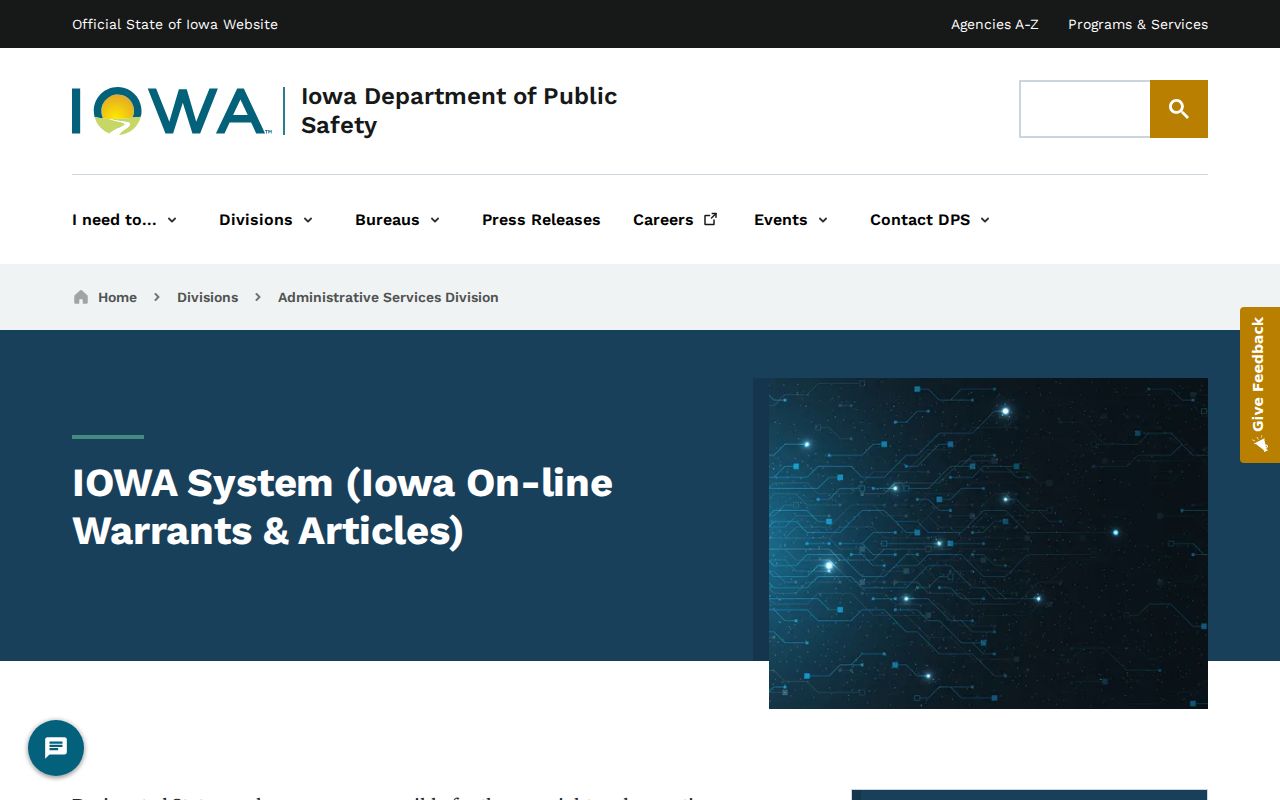 Page County active warrant access and the restricted Iowa DPS IOWA System