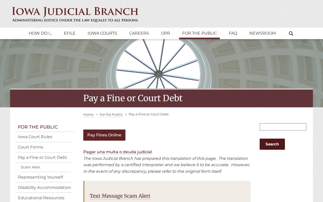 Page County traffic warrant payment and court debt instructions