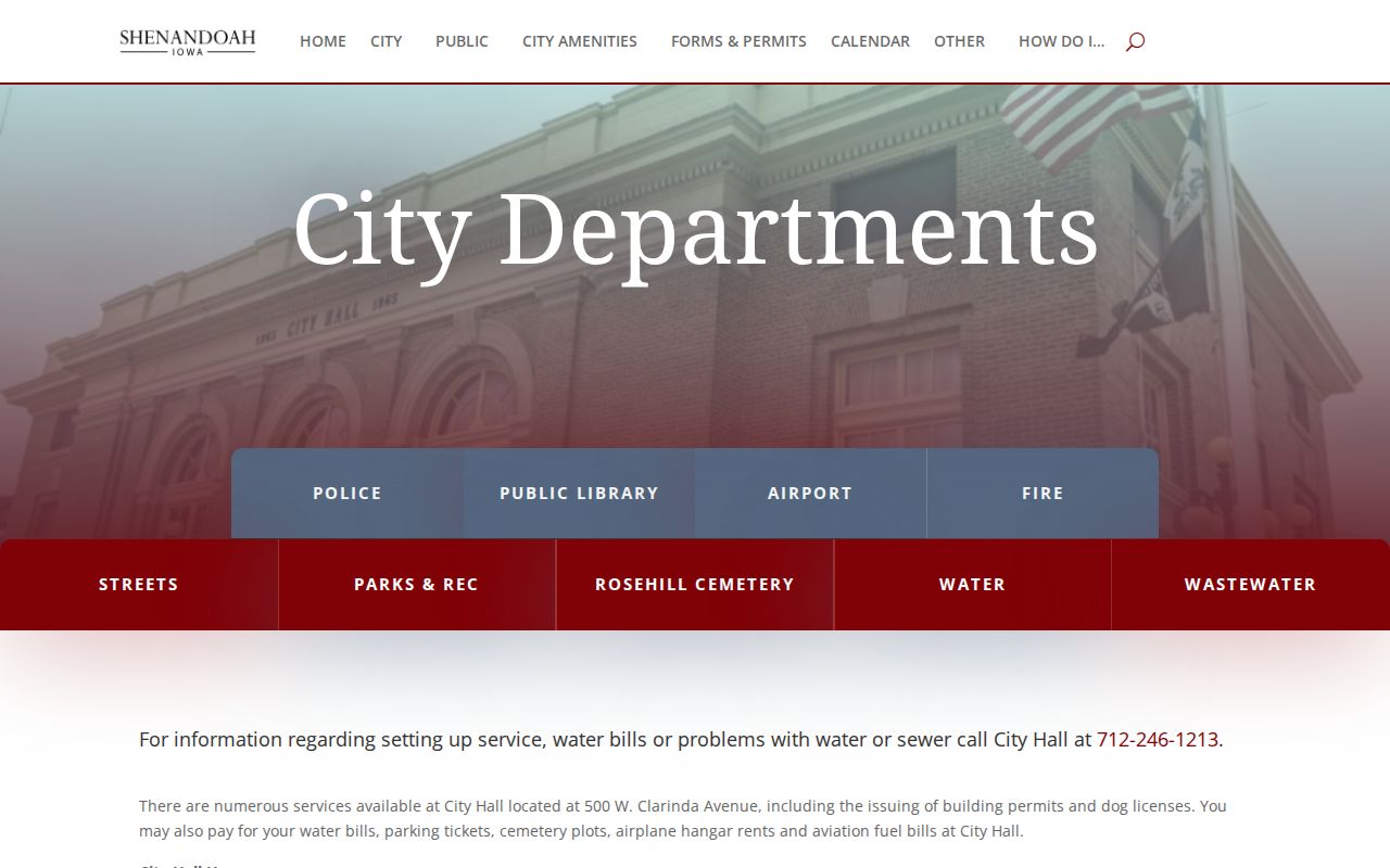 Page County Shenandoah warrant records contact at the Police Department Safety Center