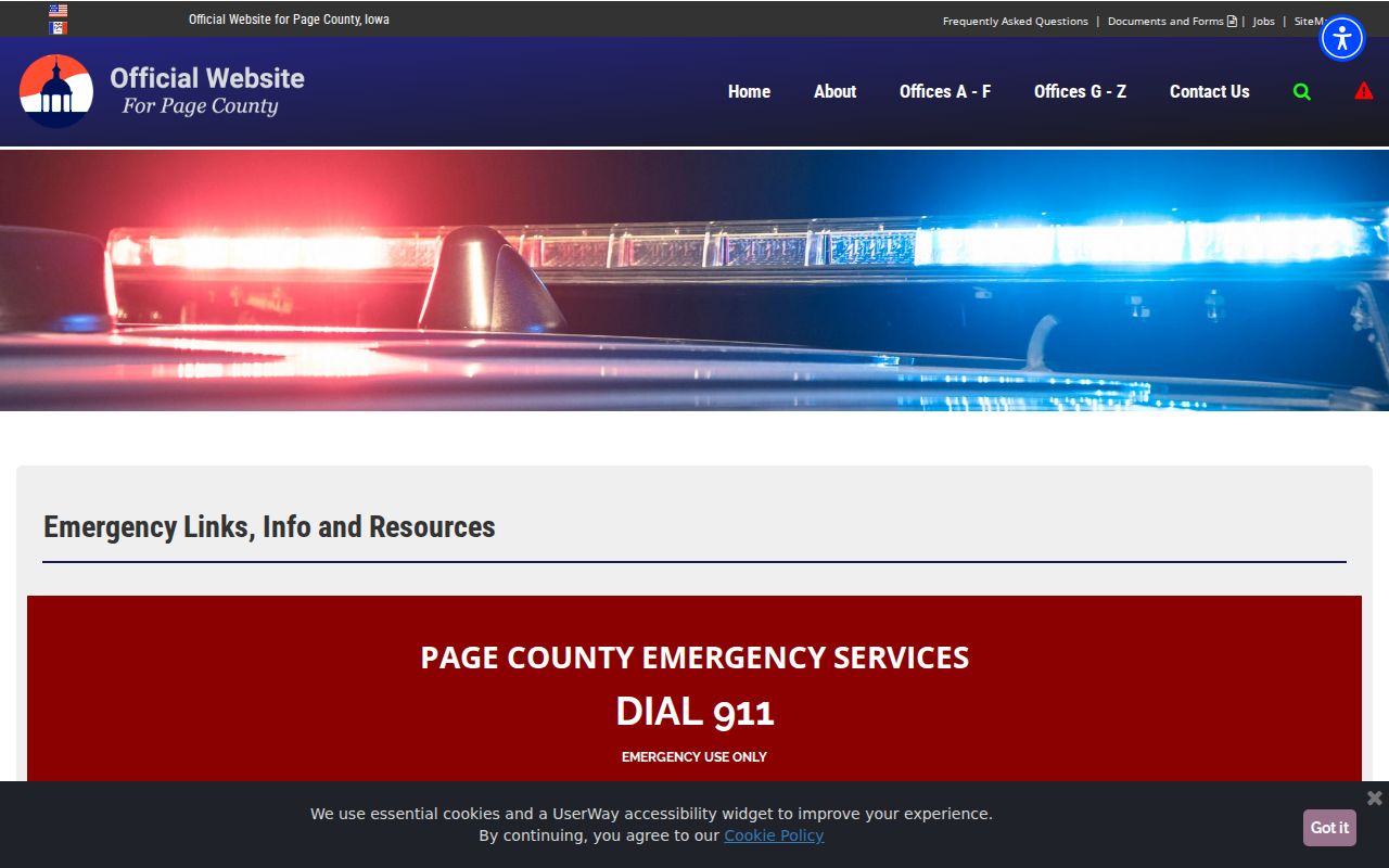 Page County Sheriff's Office non-emergency contact panel